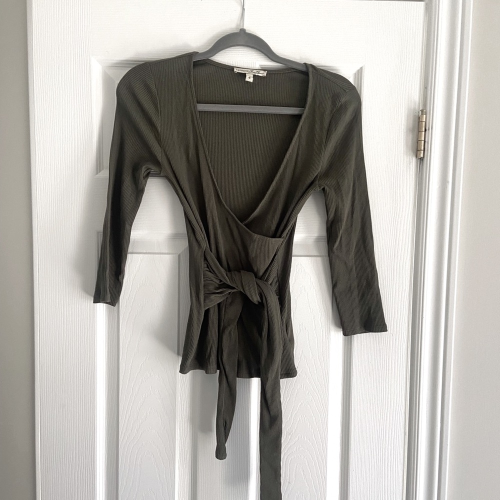 Express | Olive Green Wrap Top